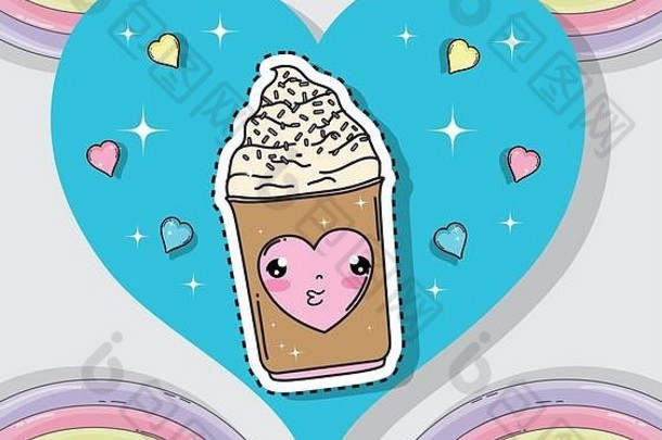 卡瓦伊可爱的心形冰淇淋贴纸