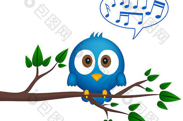 蓝鸟坐在树枝上唱歌