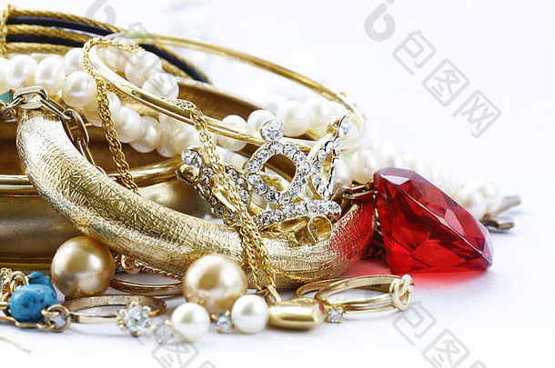 黄金珠宝珍珠手镯链