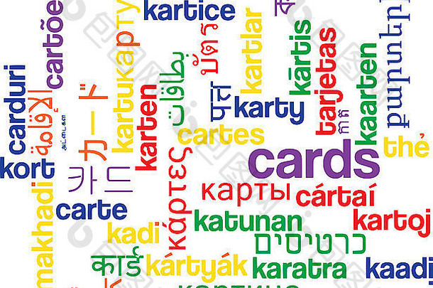 背景概念词云多语言国际语言插图卡片