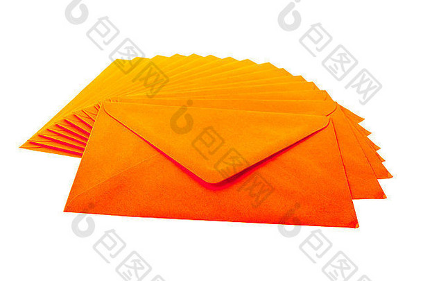 橙色信封孤立的白色背景