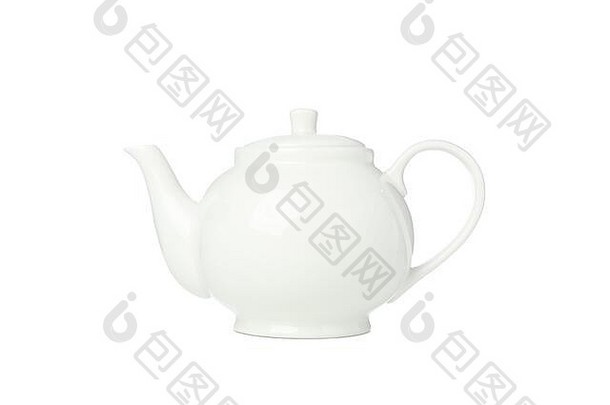 白色背景上的茶壶。厨房，上菜