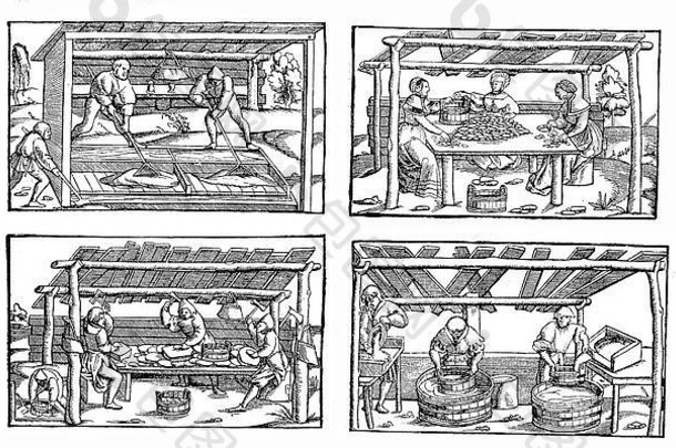 中世纪经济，农民在工作：建筑材料生产