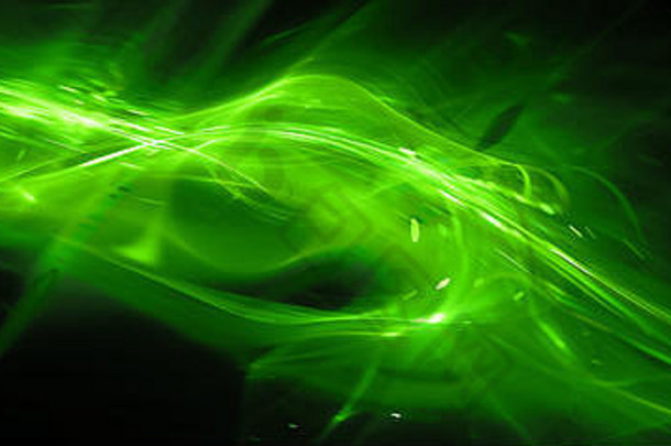 绿色流动发光的技术电脑生成的摘要背景呈现