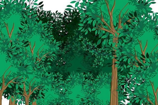 森林风景画水彩风格