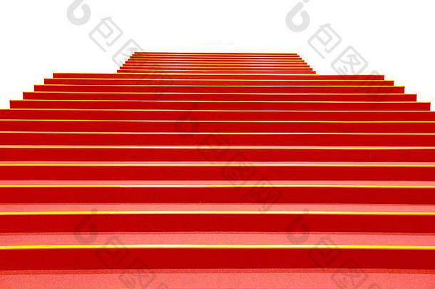 豪华室内楼梯上的红楼梯或红地毯