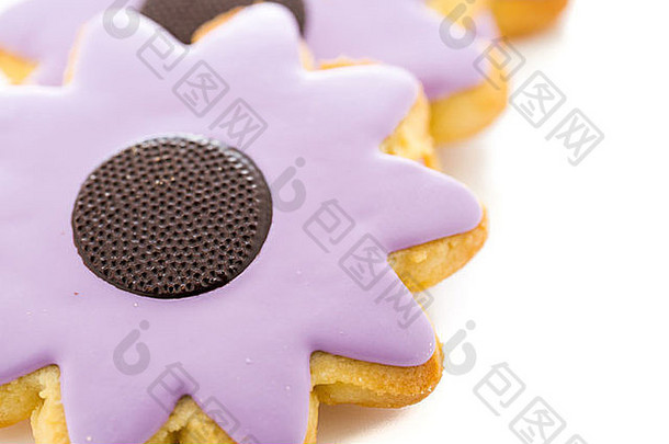 复活节糖饼干形状花巧克力糖衣