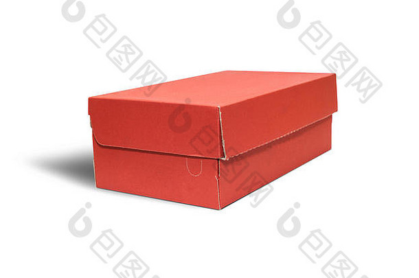 空的红色纸板箱，打开的盖子隔离在白色背景上。具有剪切路径。