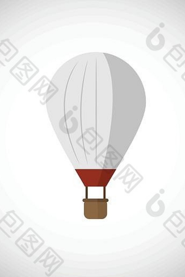 热空气气球飞机图标白色背景