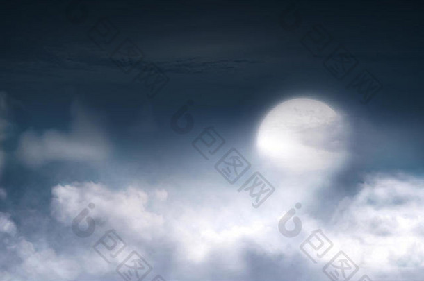 完整的月亮Cloudscape天空万圣节背景