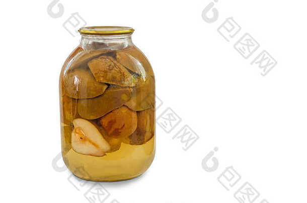 玻璃罐里的炖梨。