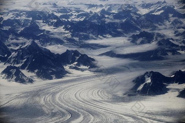格陵兰的冰川。鸟瞰图。