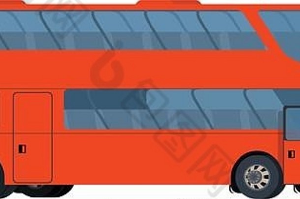 红色双层客车白色背景上隔离的大型旅游巴士