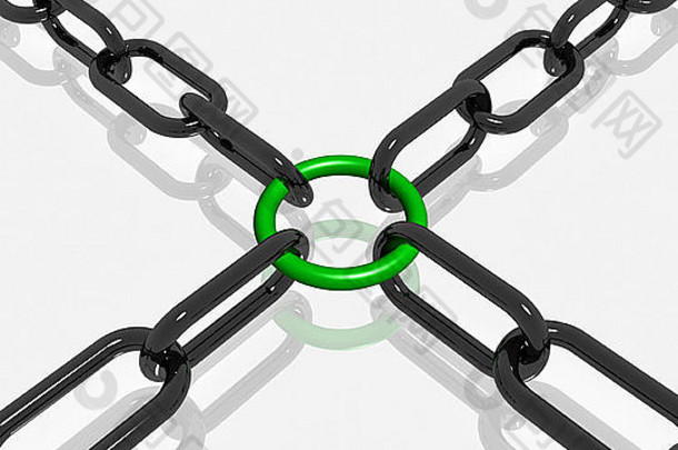 绿色链接链显示强度安全安全在一起