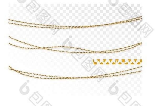 字符串珠子现实的孤立的装饰设计元素金珠