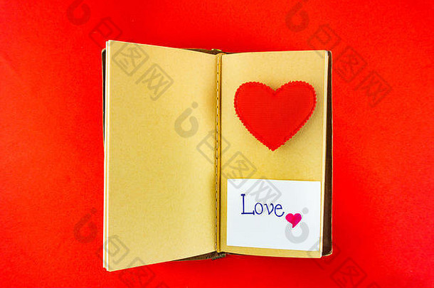 情人节笔记本消息卡红色的背景图像情人节一天