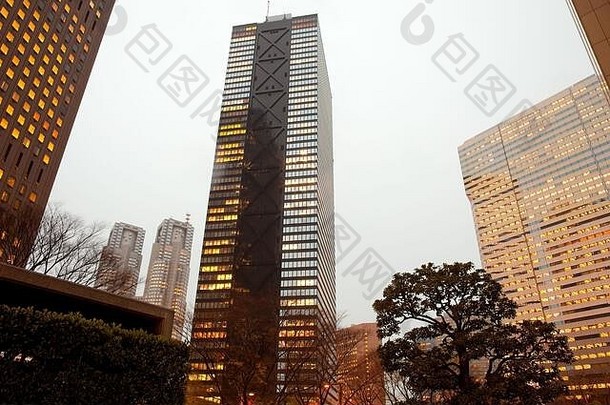 日本本州关东地区东京新宿的现代摩天大楼
