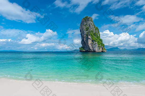 华丽的视图海岩石岛白色沙子给<strong>泰国</strong>