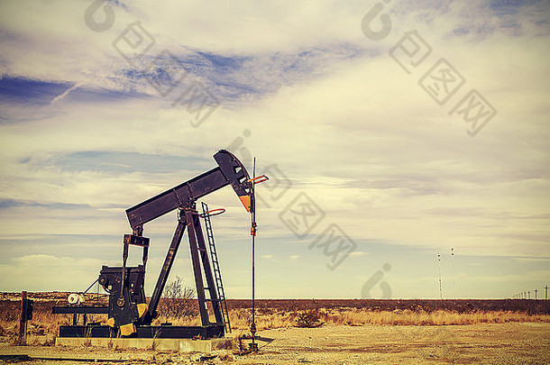 复古的过滤后的图片石油泵杰克德州美国