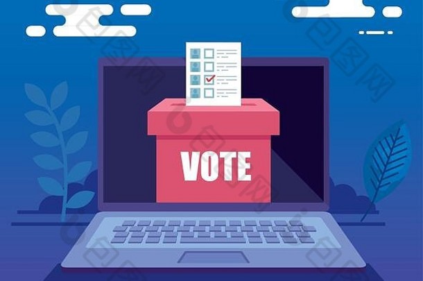 带投票箱的在线投票笔记本电脑