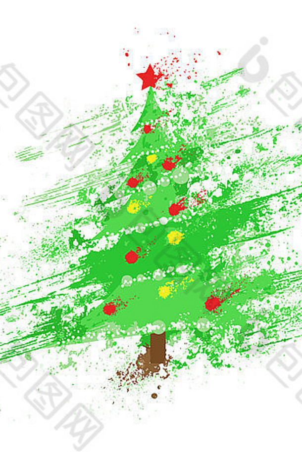 圣诞装饰树抽象<strong>泼墨画</strong>