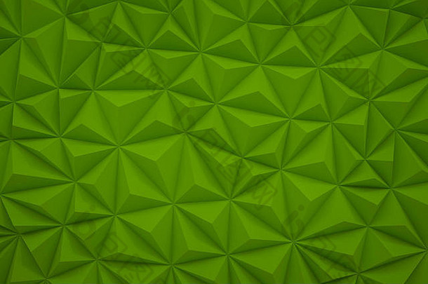 具有空间3d渲染的抽象绿色低多边形背景