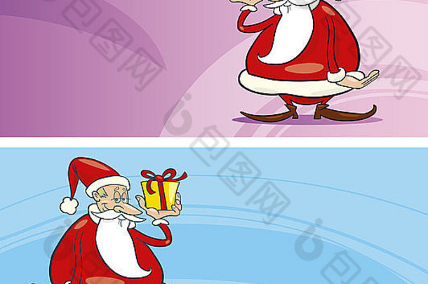 有趣的圣诞老人与礼物插图