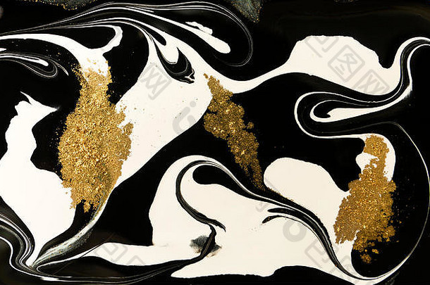 黄金大理石花纹纹理设计黑色的金大理石模式流体艺术