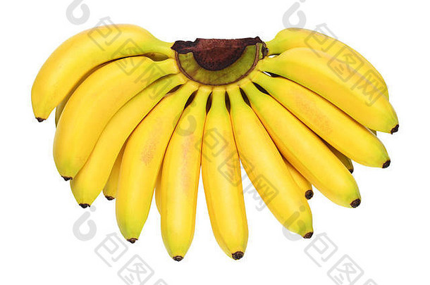 白色背景上隔离的一束小香蕉