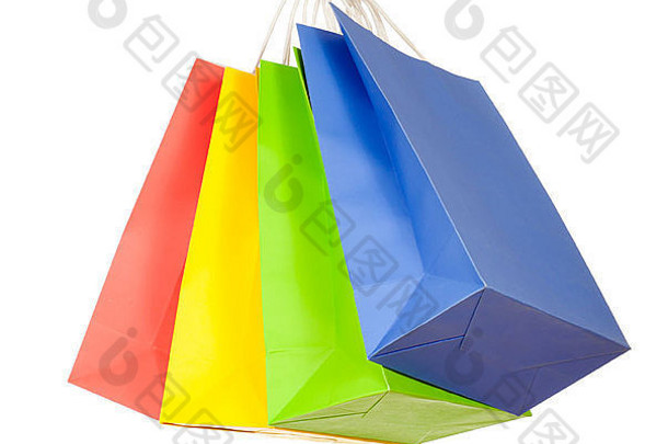 集彩色的纸购物袋