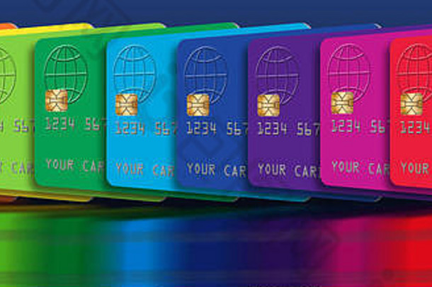 信贷卡片光谱彩虹颜色