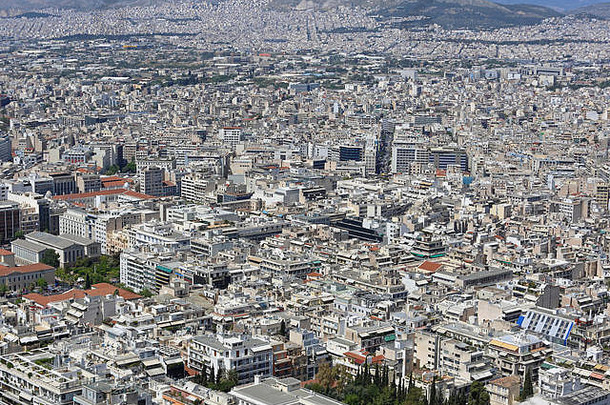 从利卡贝特斯山拍摄的雅典空中城市景观