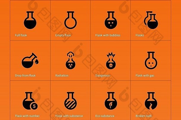 科学瓶图标橙色背景