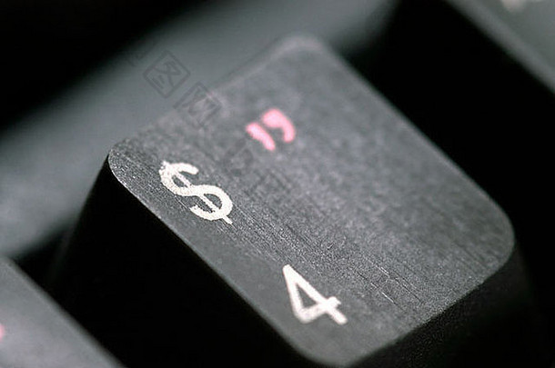 4个黑色计算机键盘键扣通信计算技术字母表按钮命令按钮
