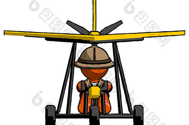 橙色资源管理器管理员男人。超轻飞机前面视图