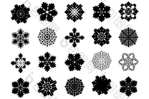 集错综复杂的几何现代模式雪花孤立的白色背景