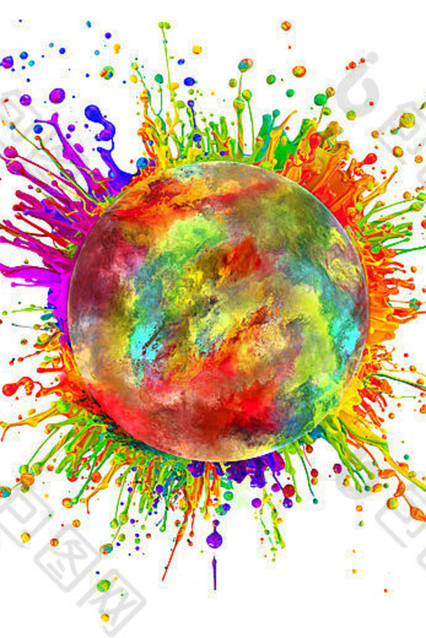超级宏拍摄彩色的油漆溅粉跳舞声音波圆形的形状免费的空间文本伊索拉