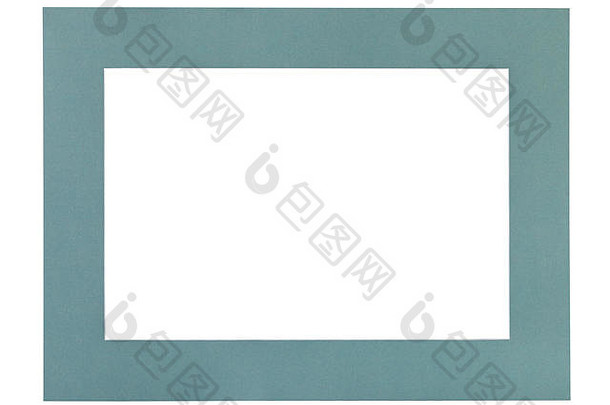 宽而平的绿蓝色passe部件，用于相<strong>框</strong>，在白色背景上隔离切割帆布
