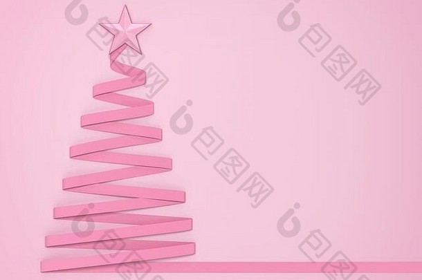带星星的纸制圣诞树。三维插图