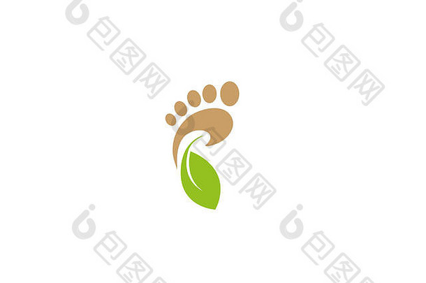 足迹健康自然生物护理标志设计插图跟踪图标
