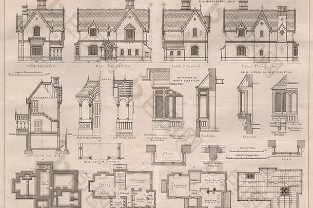 海盖特冬青村别墅；H.A.达比郡，建筑师。1868年，伦敦