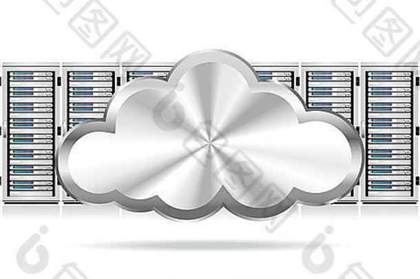 具有云的网络服务器行-信息技术概念图