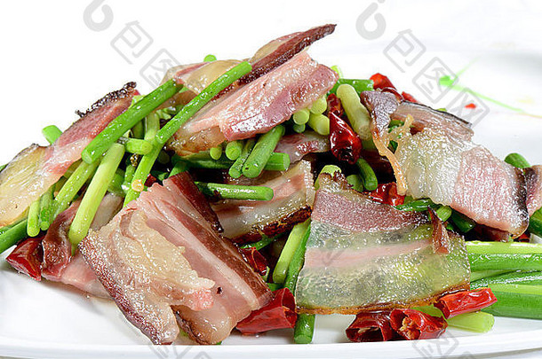 中国人食物炸培根蔬菜