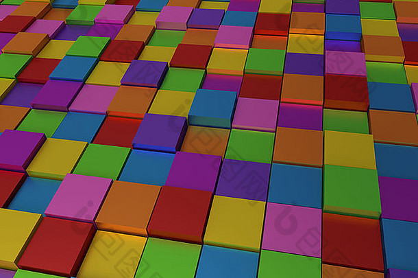 抽象背景-不同颜色的立方体