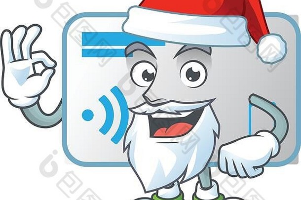 可爱的圣诞老人NFC卡吉祥物图片样式，带ok finger