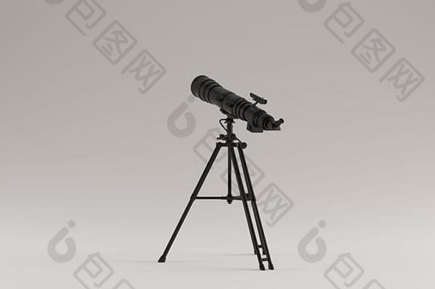 黑色现代望远镜3d插图3d渲染