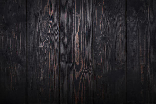 旧的深棕色木板背景。复古风格。