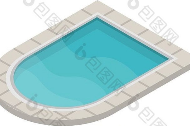 儿童游泳池图标，等距样式