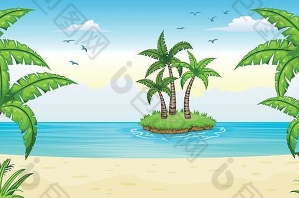 带岛屿的热带海岸景观插图