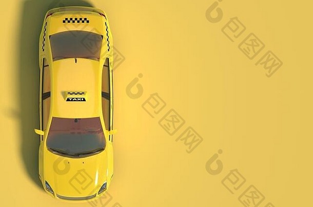 黄色的出租车车黄色的背景免费的空间文本标志前视图呈现